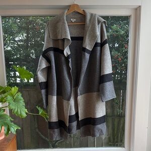 Vince Charcoal and Light Gray Wool-Blend Cardigan